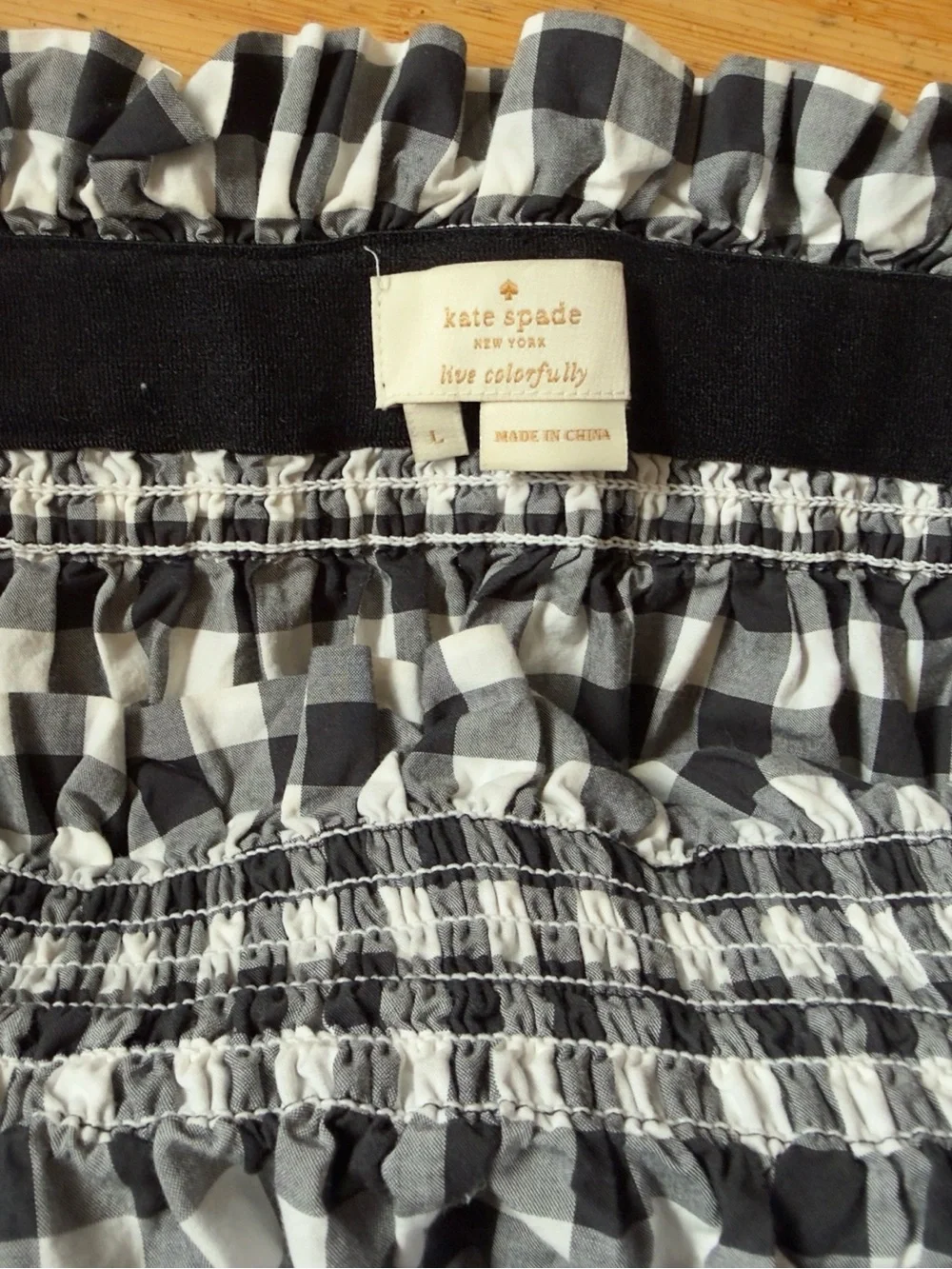 kate spade Black and White Gingham off the shoulder top